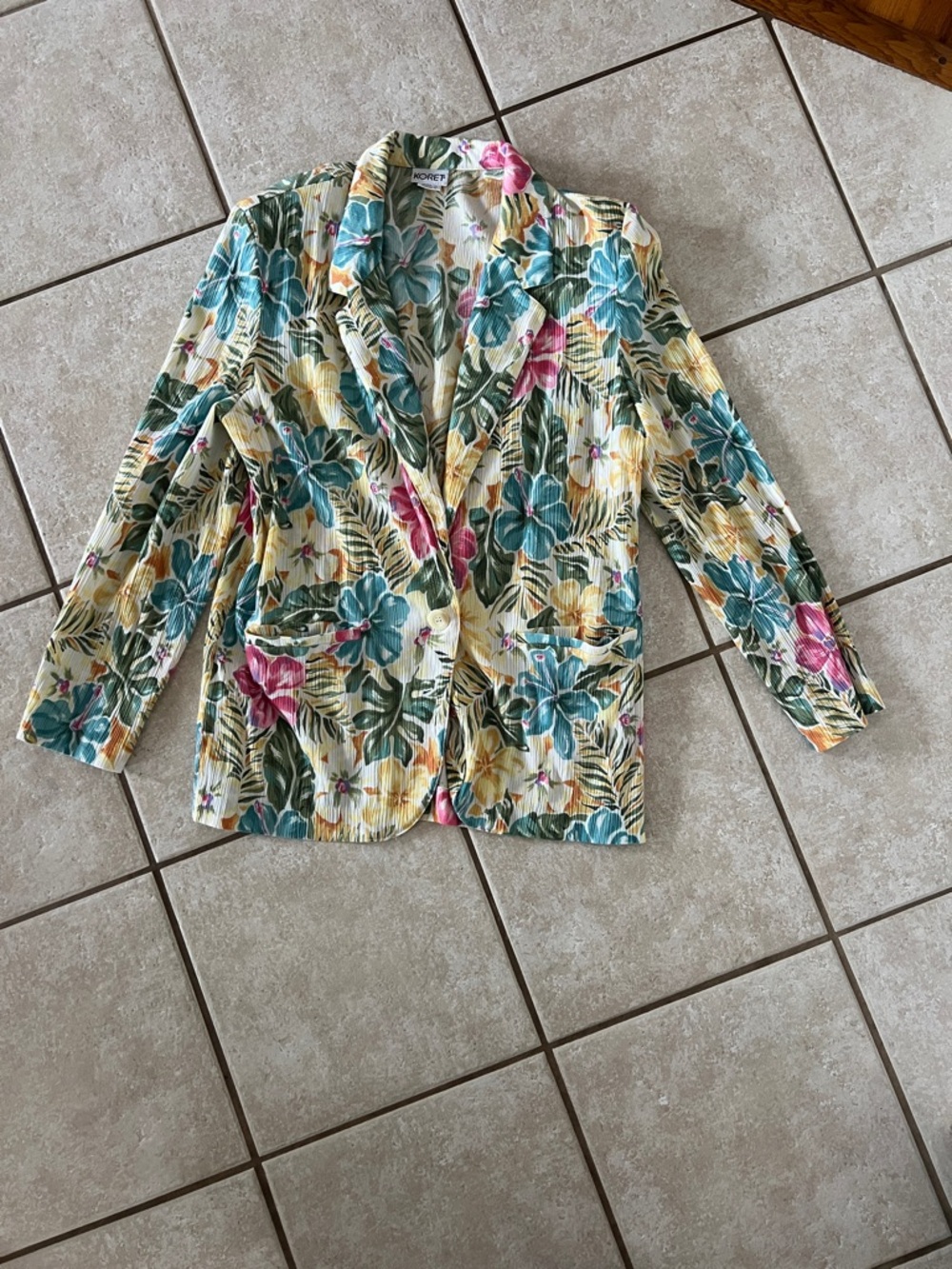 Koret Floral Blazer Jacket in Teal, Pink, Yellow, Green